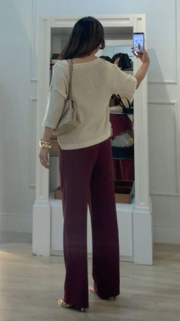 Blusa Ticot Vazado Ampla Catherine Mangas 3/4