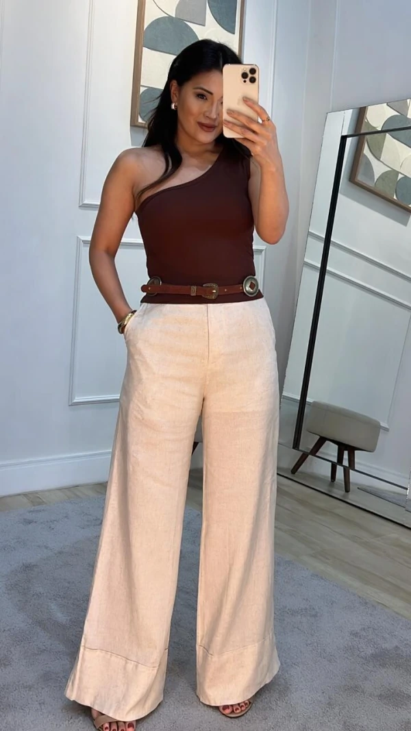 Blusa Regata Canelada Olivia Ombro Único