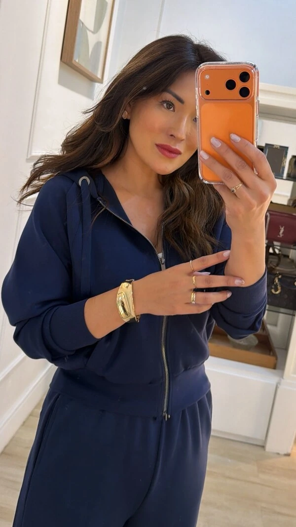 Conjunto Moletom Detalhe Canelado Jhenifer Botões Na Barra