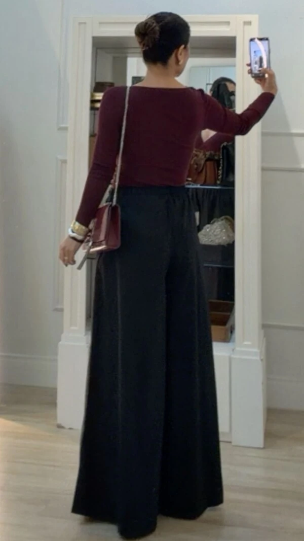 Blusa De Malha Decote V Transpassado Lina Mangas Longas