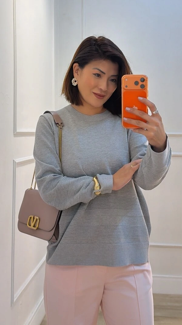 Blusa Ampla Tricot Brenda Com Entremeios