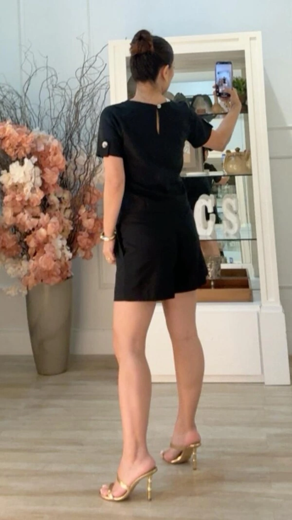 Shorts Clochard Viscose Com Linho Lavínia Cinto Encapado Fivela Dourada