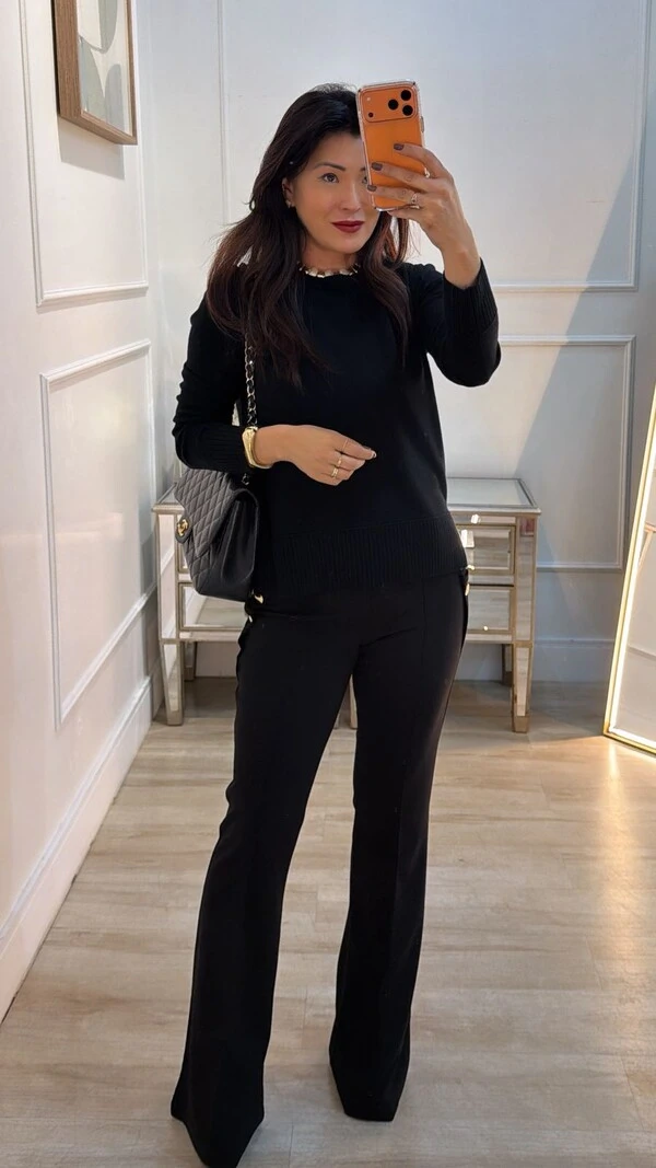 Blusa Tricot Dayane Punhos E Barrado Largos Canelados