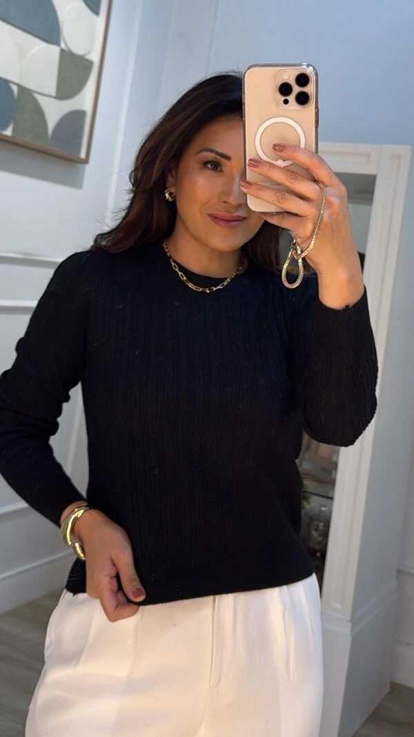 Blusa Tricot Wendy Trançados Texturizados E Entremeios Pela Peça