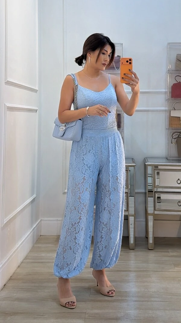 Calça Alladin Em Renda Jasmine Elástico Na Pala