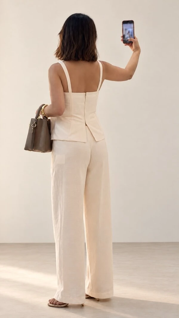 Blusa Regata Recorte Em V Veruska Fenda Detalhe Arredondado No Barrado