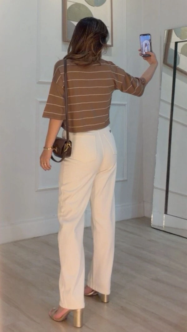 Blusa Tricot Ampla Listrada Stephanie Mangas 3/4