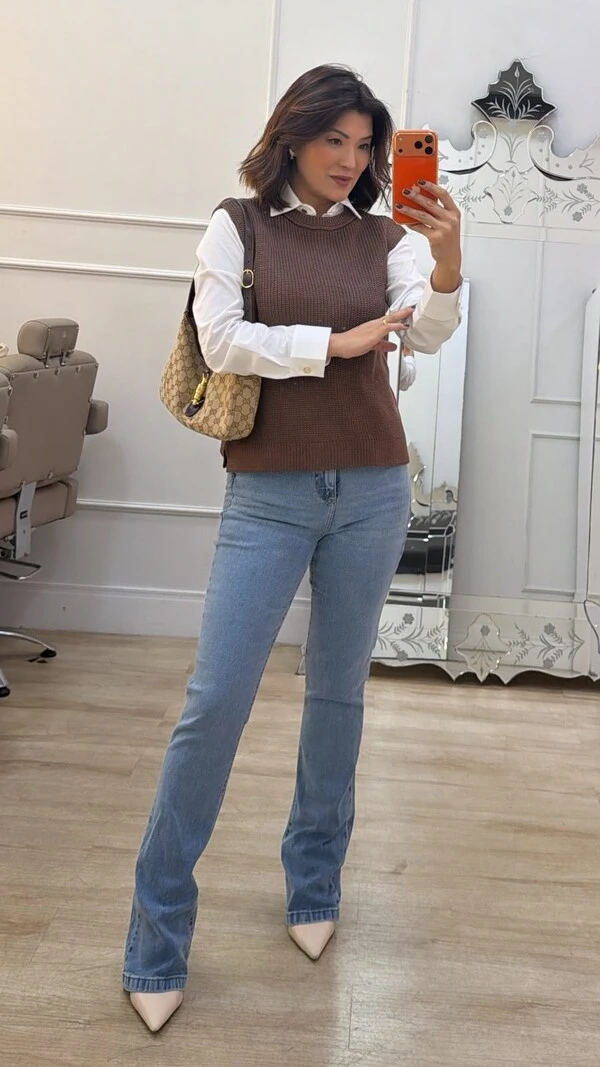 Blusa Regata Tricot Natasha Gola Careca