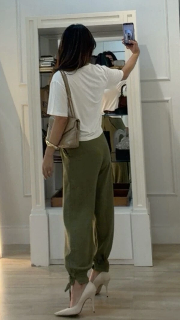 Calça Jogger Viscose Com Linho Nanda Pregas Frontais