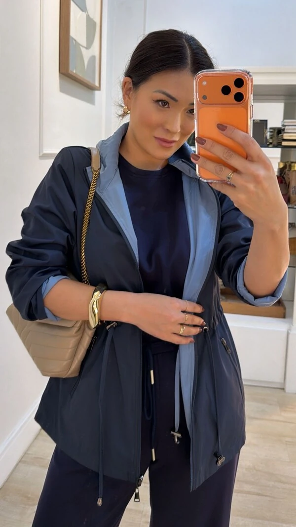 Parka Dupla Face Capuz Removível Manu Com Puxadores Reguláveis