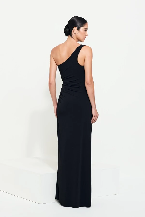 Vestido Longo Drapeado Cris Ombro Único
