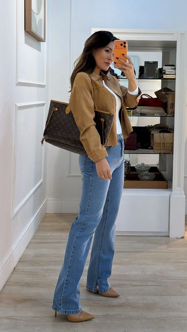 Jaqueta de Suede Luna Com Gola