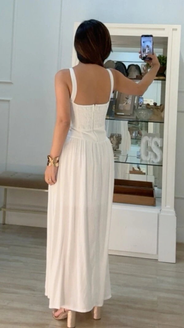 Vestido Longo Ana Decote Coração E Fenda Frontal