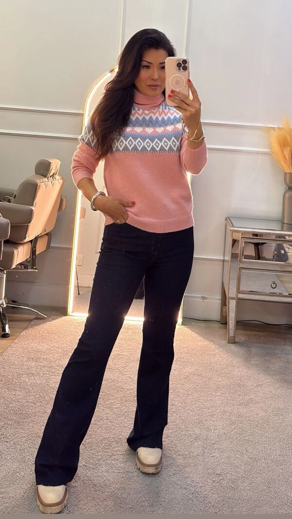 Blusa Tricot Estampado Multicolor Angelica