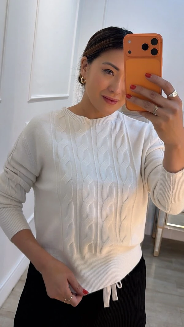 Blusa Tricot Pati Mangas Longas Detalhe Trançado