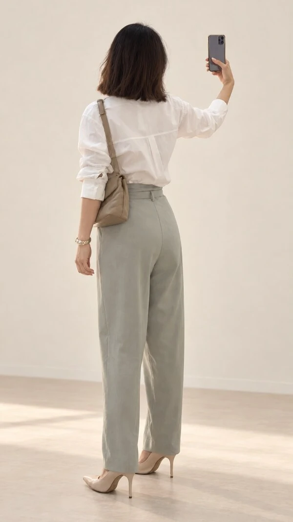 Calça Clochard Botão Forrado Detalhe Dourado Gisele Com Cinto Faixa