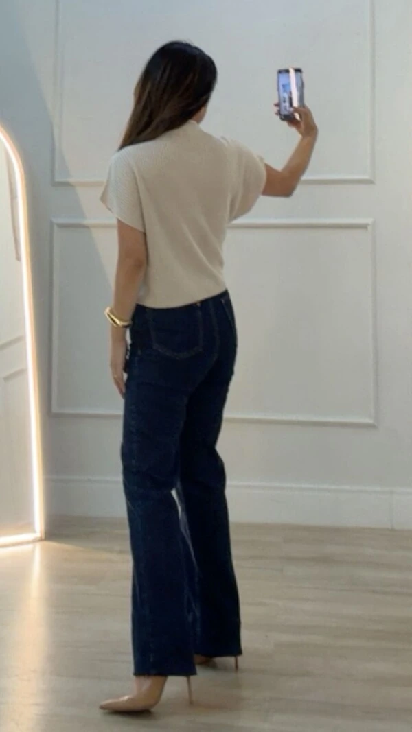 Blusa Tricot Ampla Giulia Gola Alta Enrolado