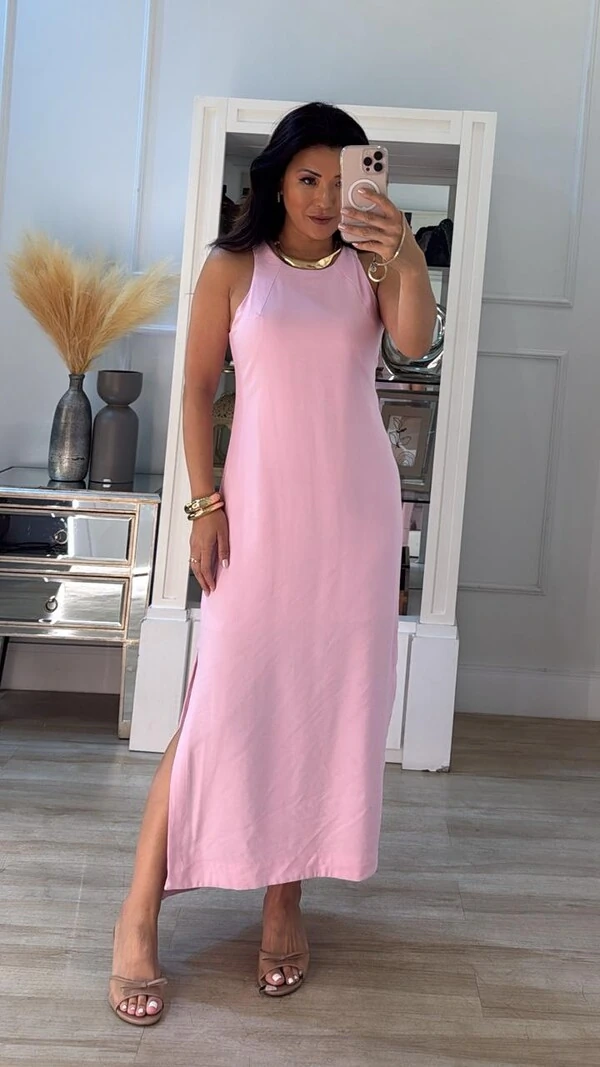 Vestido Longo Cavada Megan Fendas Laterais