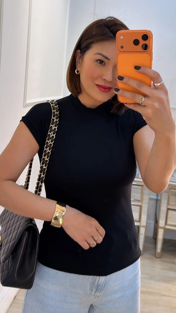 Blusa Muscle Malha Canelada Sheila Gola Alta