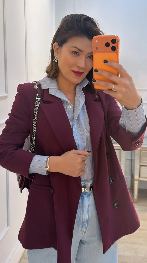 Blazer Alfaiataria Katty Bolsos Frontais Fake