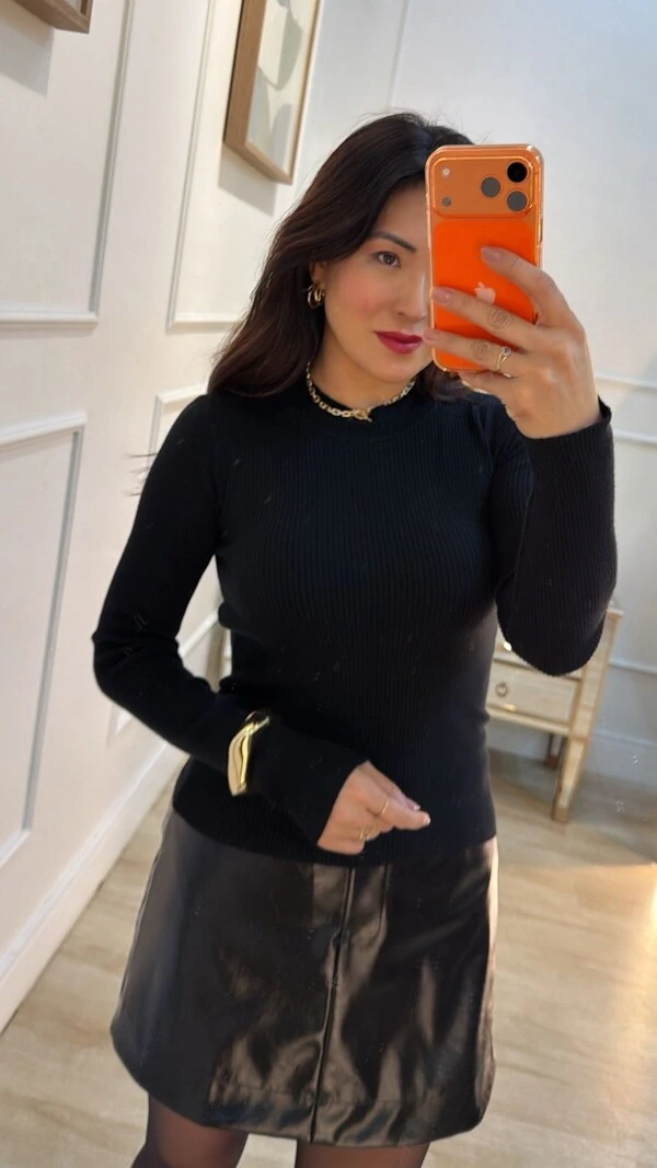 Blusa Tricot Canelado Thalita Gola Alta