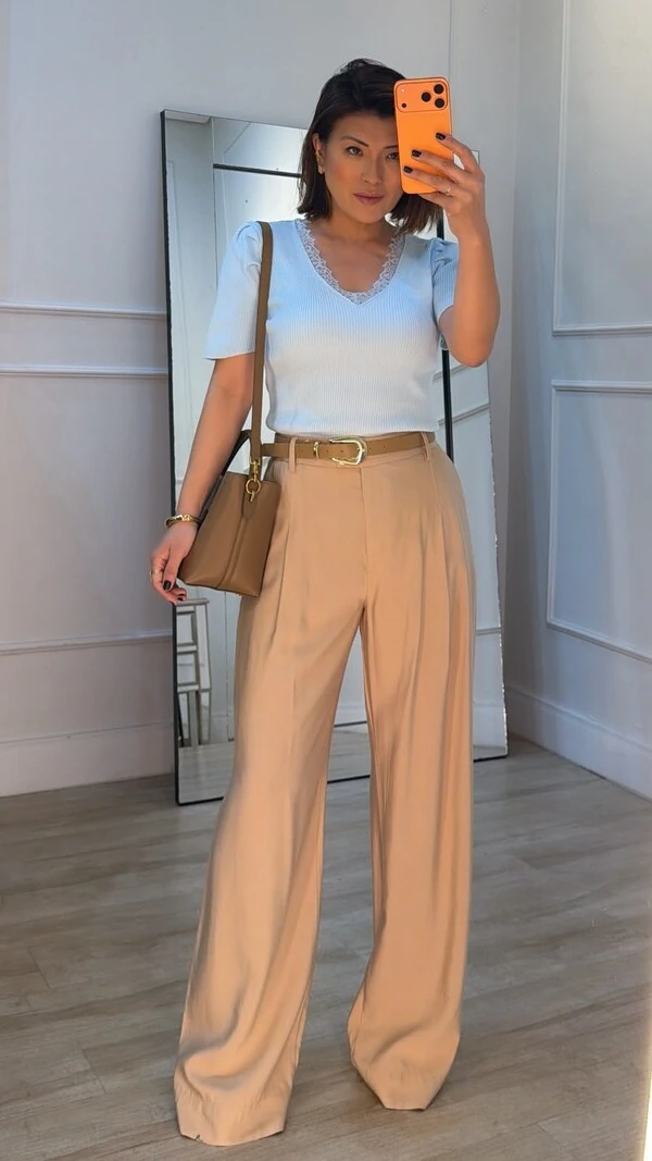 Blusa Canelada Decote V Karina Mangas Princesa