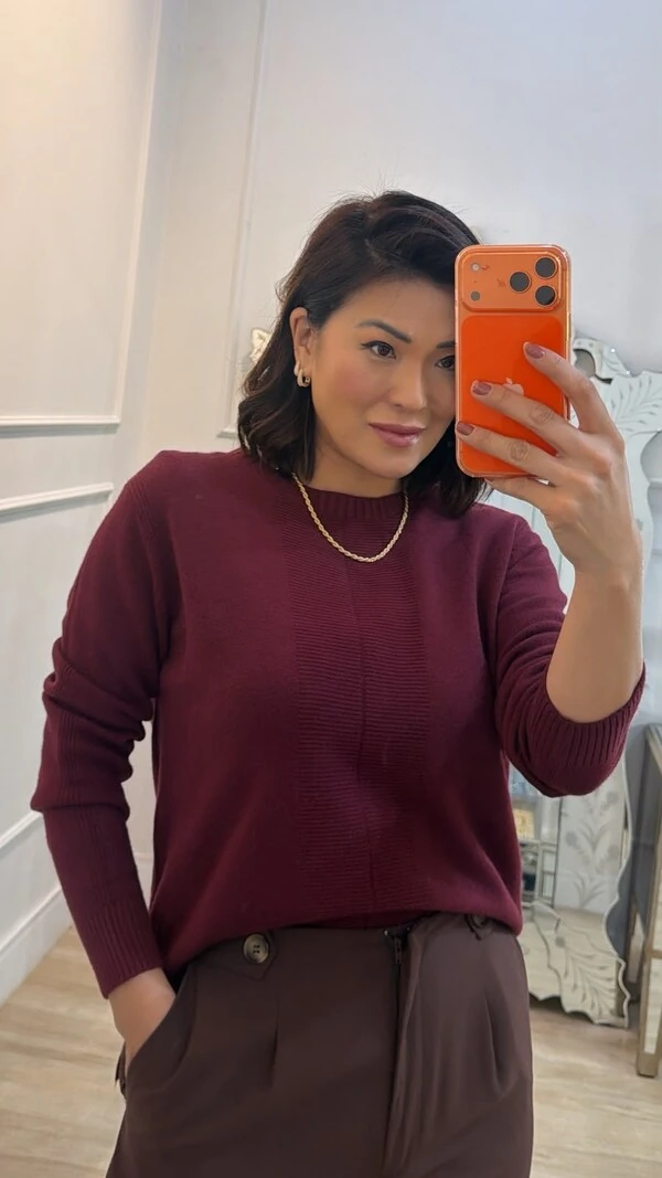 Blusa Tricot Alice Detalhe Faixa Com Nervura Canelada Frontal