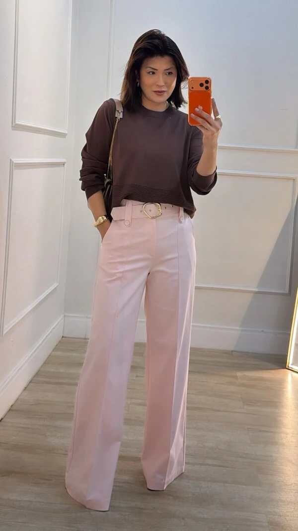 Blusa Ampla Tricot Brenda Com Entremeios