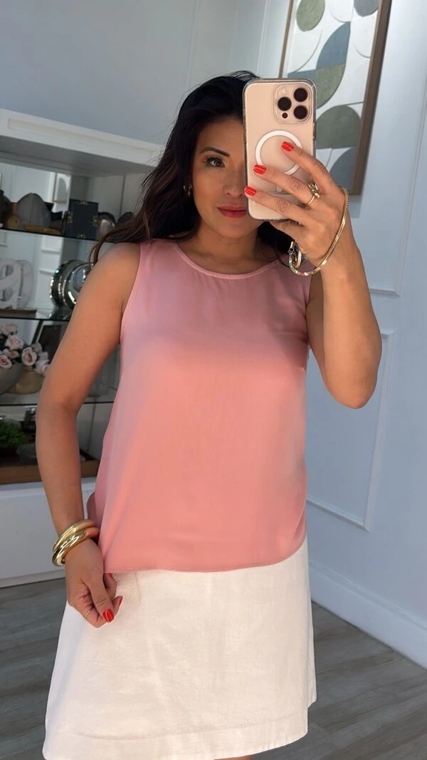 Blusa Regata Viscose Posterior Com Recorte Em Gota