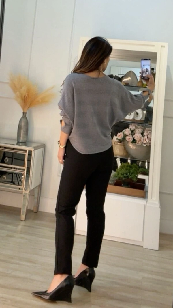 Blusa Morcego Tricot Megan Canelados Na Horizontal Com Entremeios