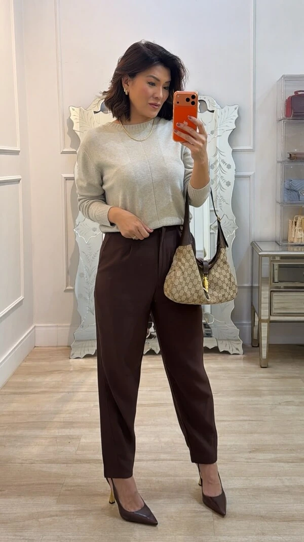 Blusa Tricot Alice Detalhe Faixa Com Nervura Canelada Frontal