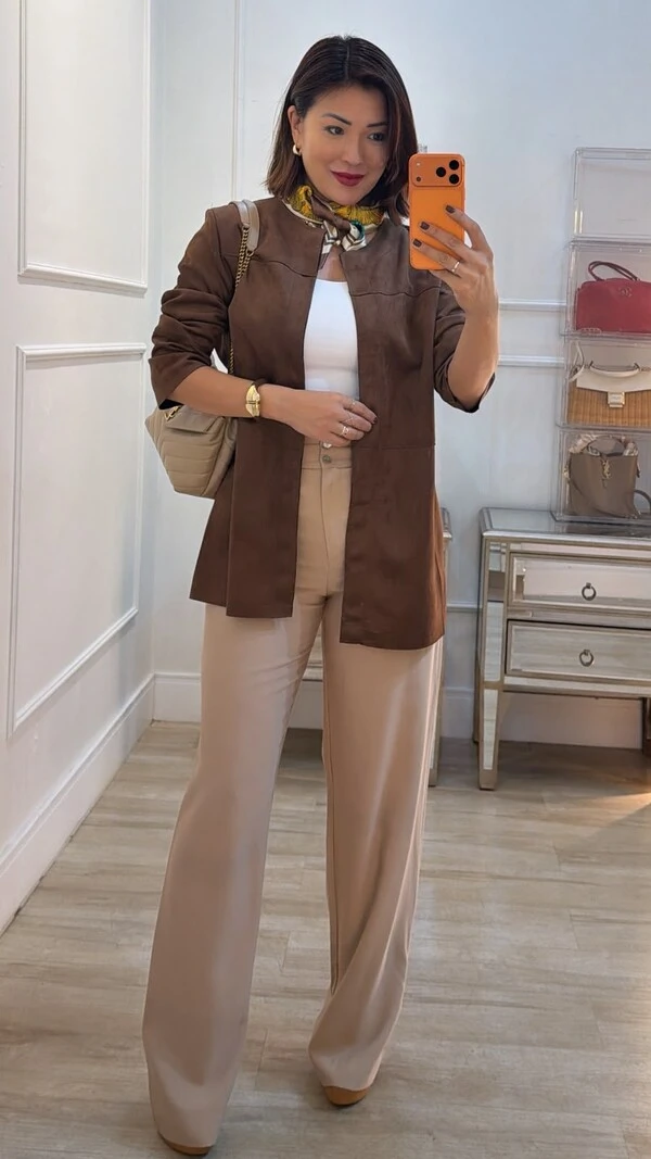 Maxi Cardigã Casaco Suede Suelen