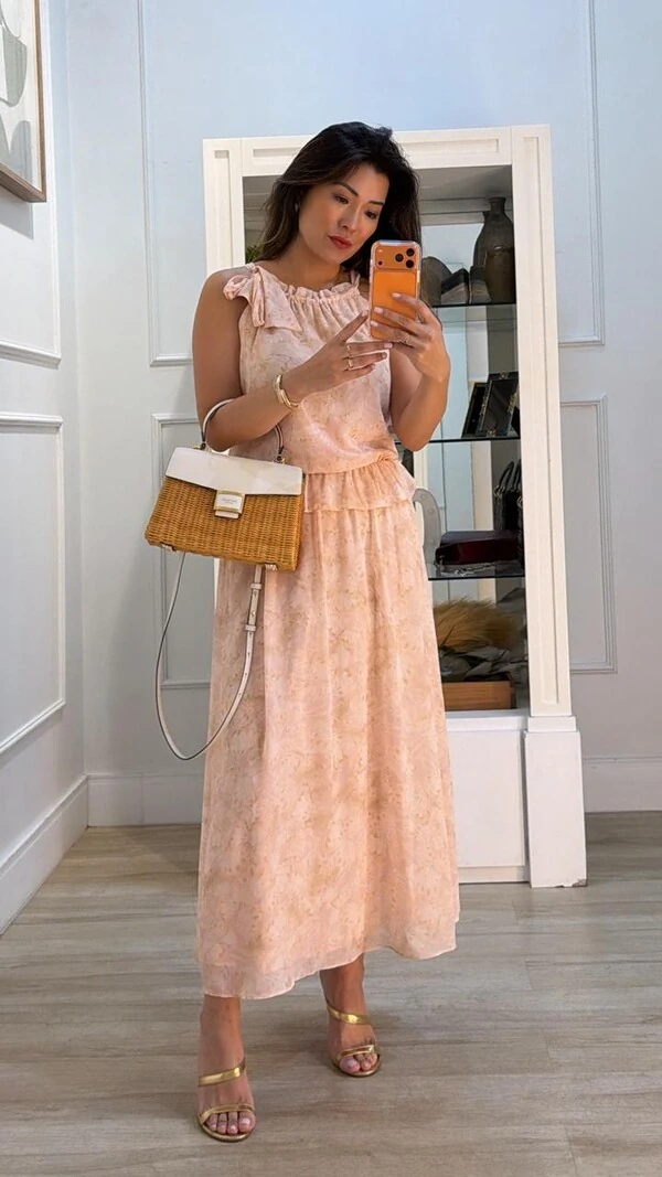 Vestido Midi Chiffon Beth Estampa Floral