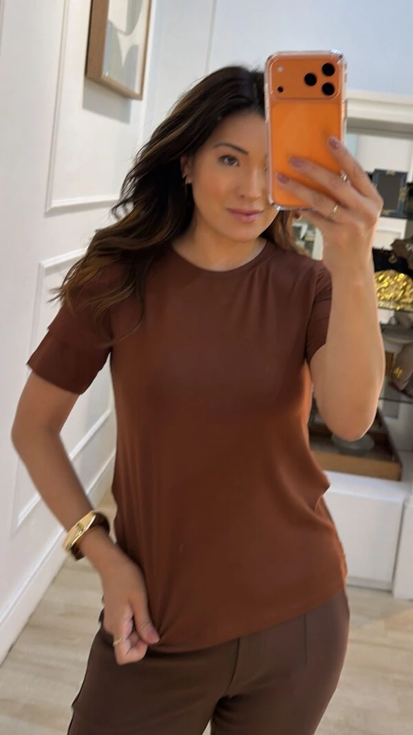 Blusa De Malha Noemi Mangas 3/4 Com Recortes