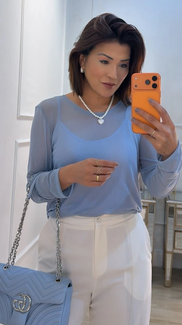 Blusa De Tule Maysa Mangas Longas