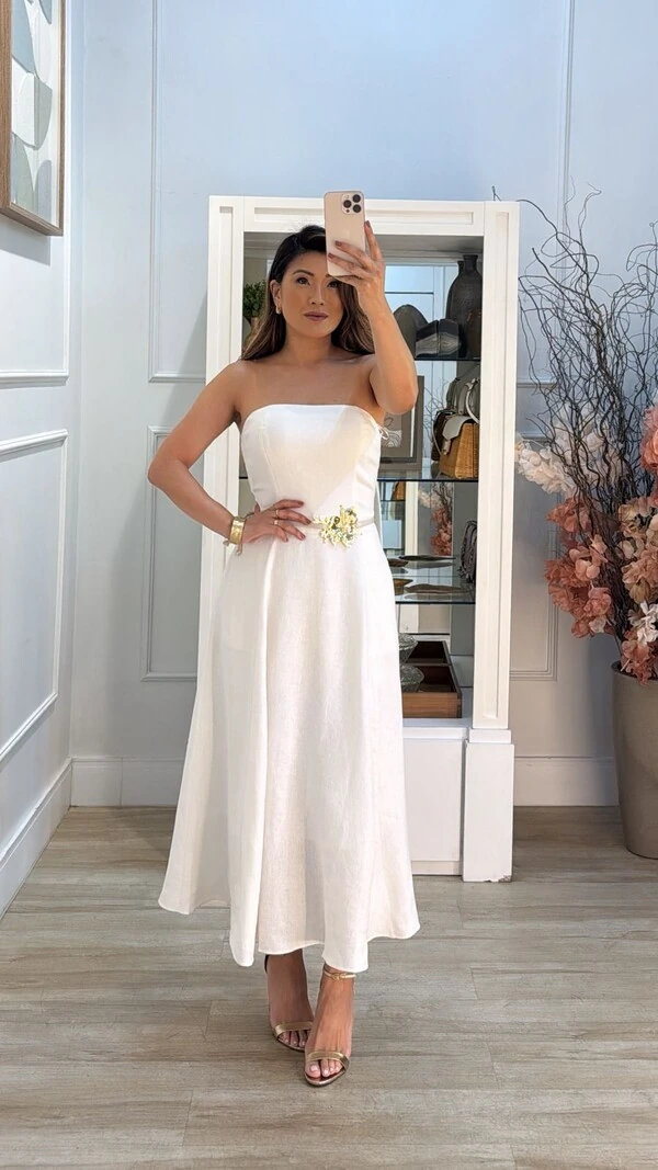 Vestido Midi Evasê Tomara Que Caia Ceci