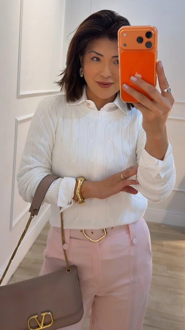 Blusa Tricot Maithe Nervuras E Trançados Pela Peça