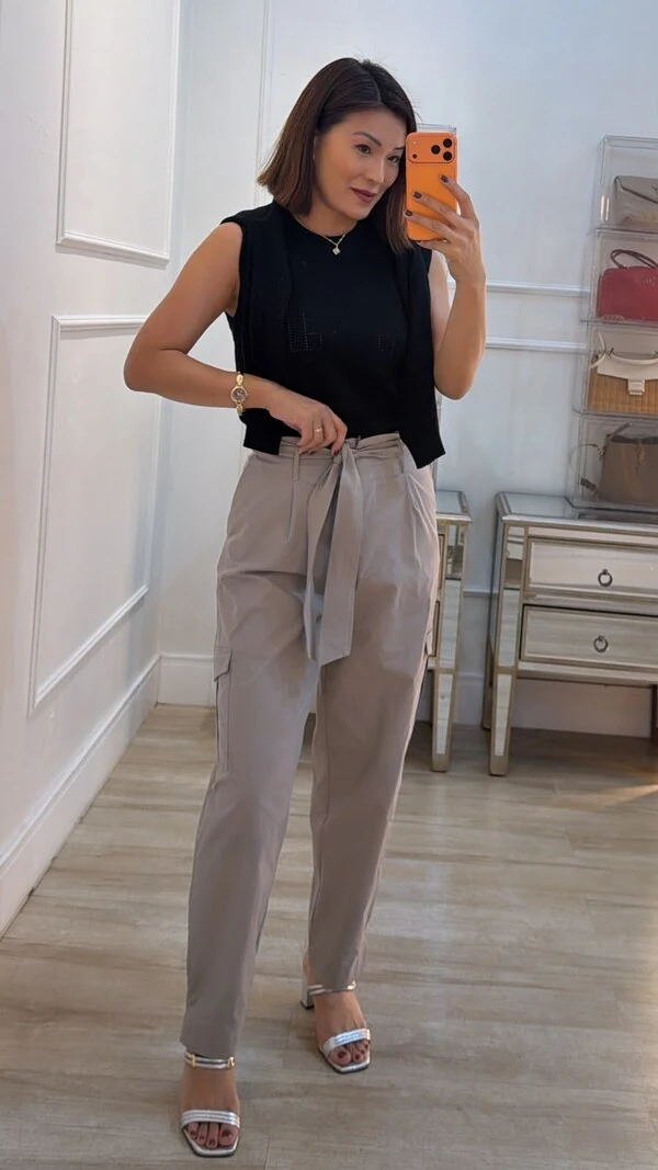 Blusa Regata Tricot Luana Com Entremeios