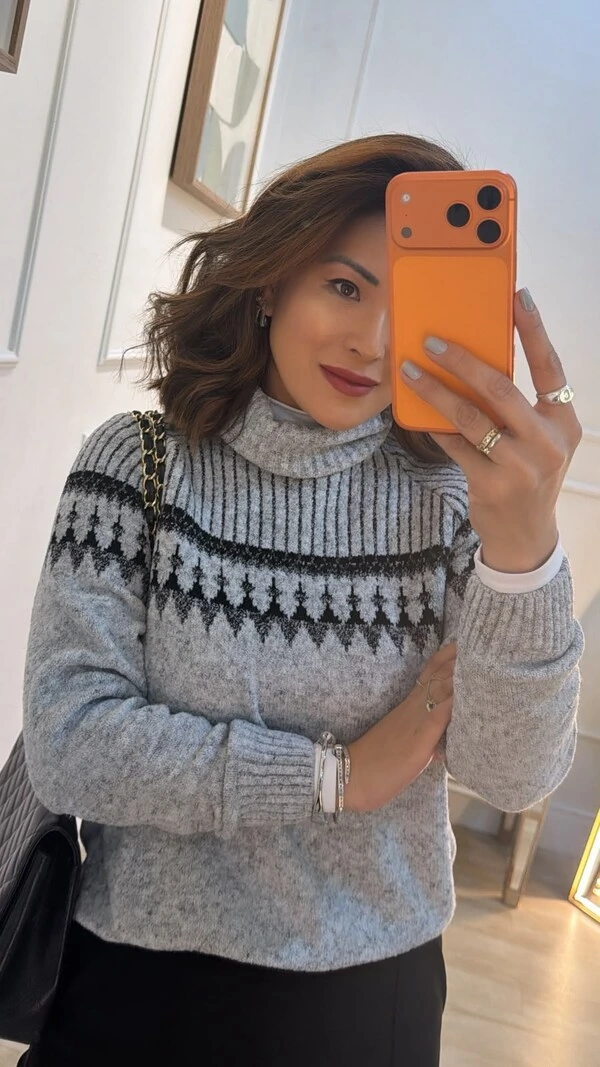 Blusa Tricot Vivian Gola Rolê Estampado
