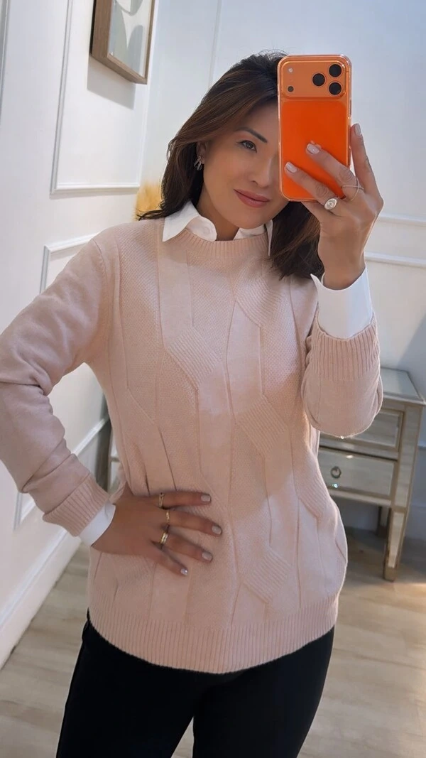 Blusa Tricot Tatiane Com Texturas Entrelaçadas