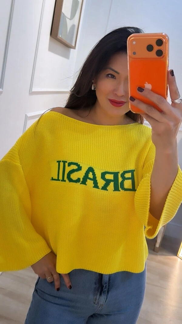 Blusa Ampla De Tricot Brasil Erika Mangas 7/8