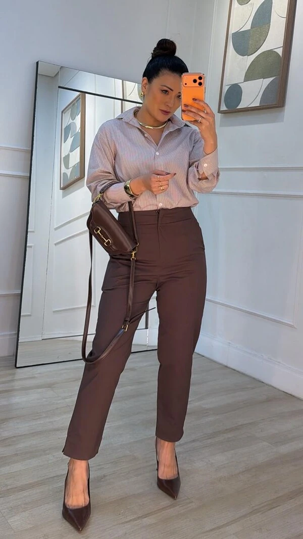 Camisa Listrada Diana Mangas Longas