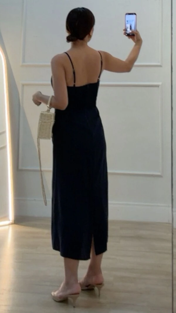 Vestido Midi Viscose Com Linho Eduarda Fenda Posterior