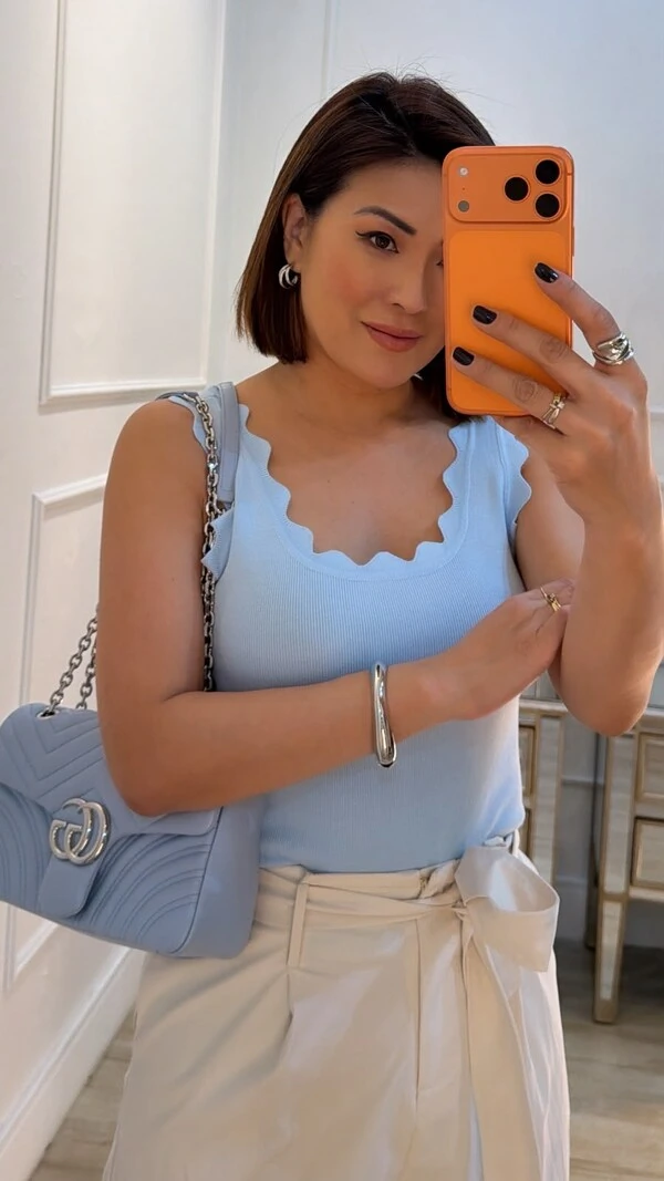 Blusa Regata Canelada Diana Detalhe Nuvem