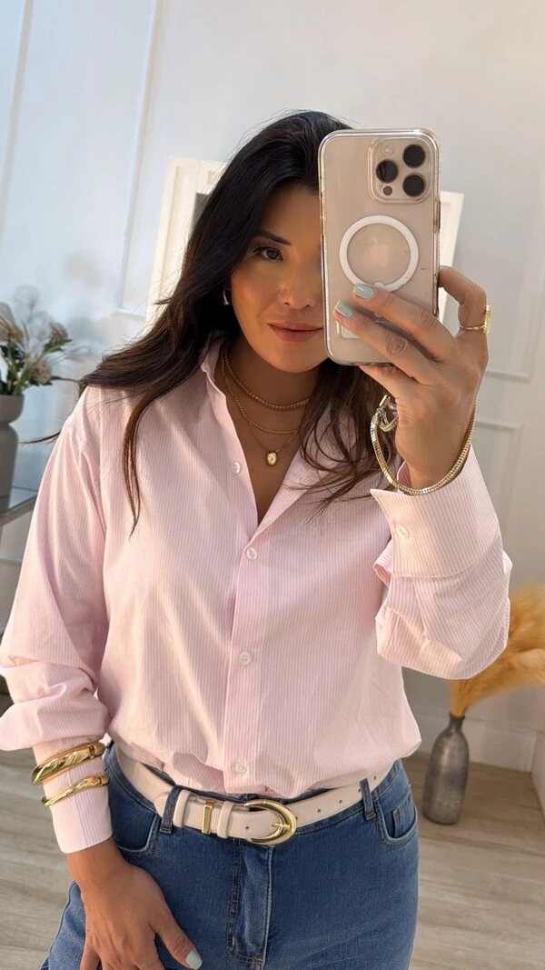 Camisa Listrada Diana Mangas Longas