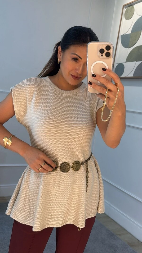 Blusa Peplum Tricot Thay Mangas Curtas