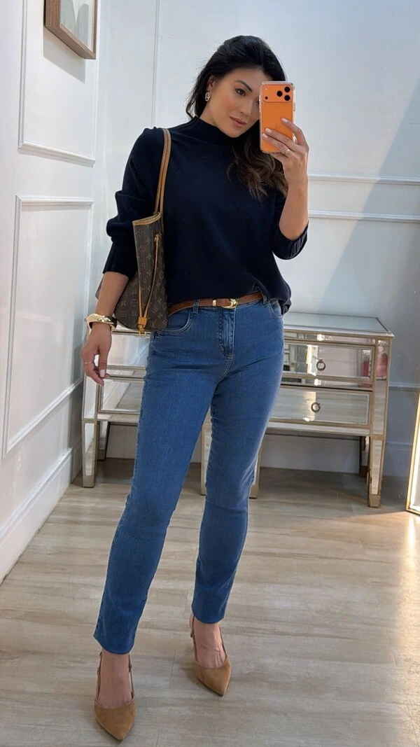 Blusa Poncho tricot Simone Gola Alta