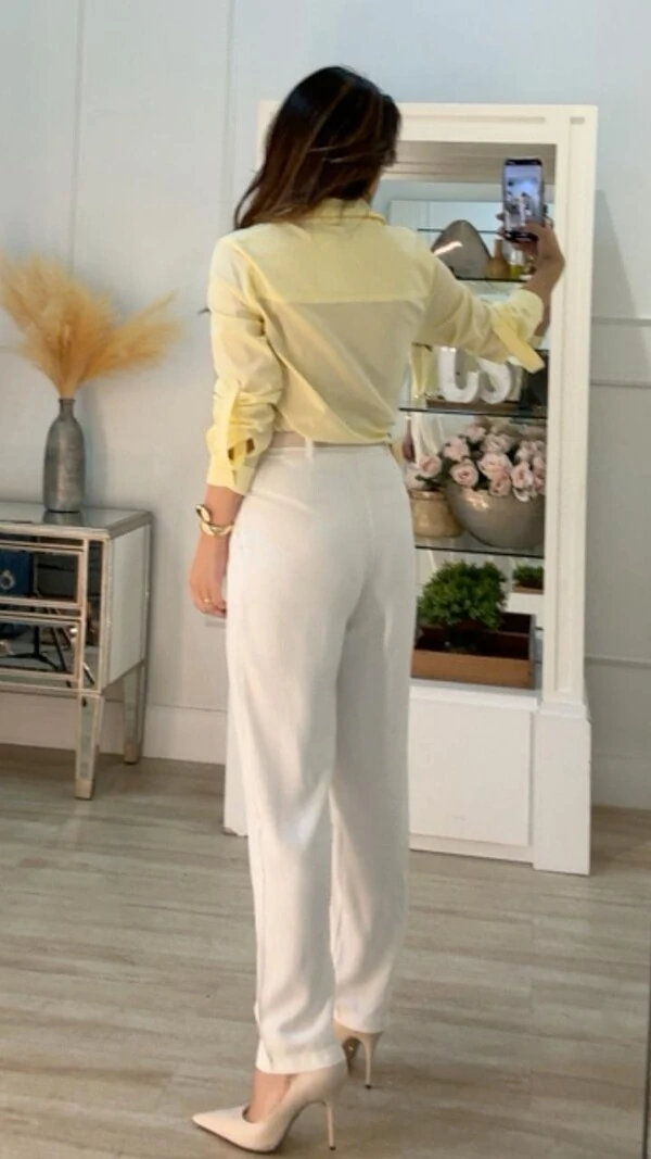 Camisa Tricoline Bolso Único Gabriela Martingalê Nos Punhos