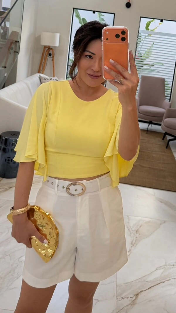 Cropped Alfaiataria Graziela Mangas Echarpe