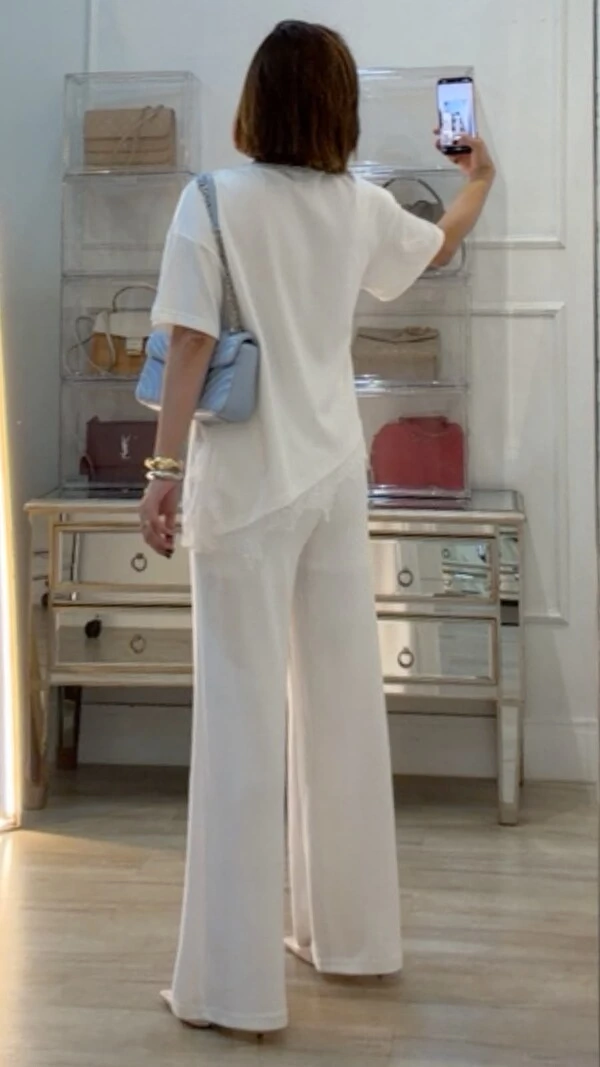 Calça Pantalona De Malha Maju Pala Larga Com Amarração Frontal